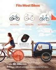 Dog Bike Trailer, Supports Up To 66 Lbs, Pet Cart Bicycle Carrier