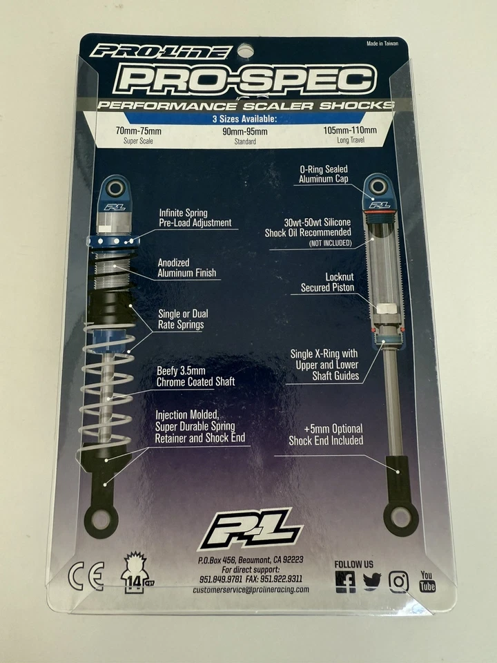 Pro-Line 6316-02 Pro-Spec Scale Shocks 105-110mm: 1:10 Crawler Front/Rear 1 PAIR - Image 2 of 2