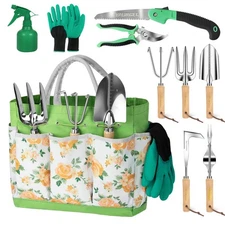 Gardening Tool Set for Women - 10 Piece Heavy Duty Stainless Steel Garden Too...