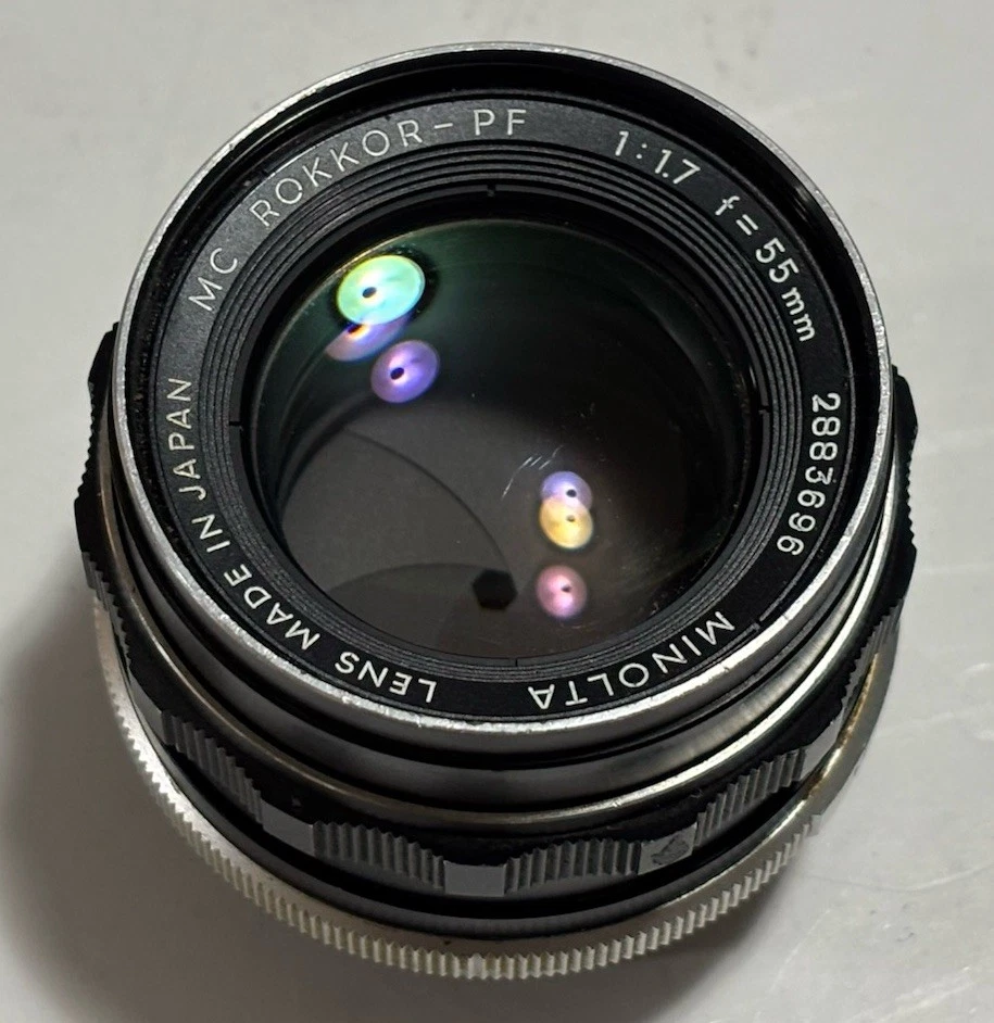 Minolta Rokkor PF 55mm Focal Camera Lenses f/1.7 Maximum Aperture