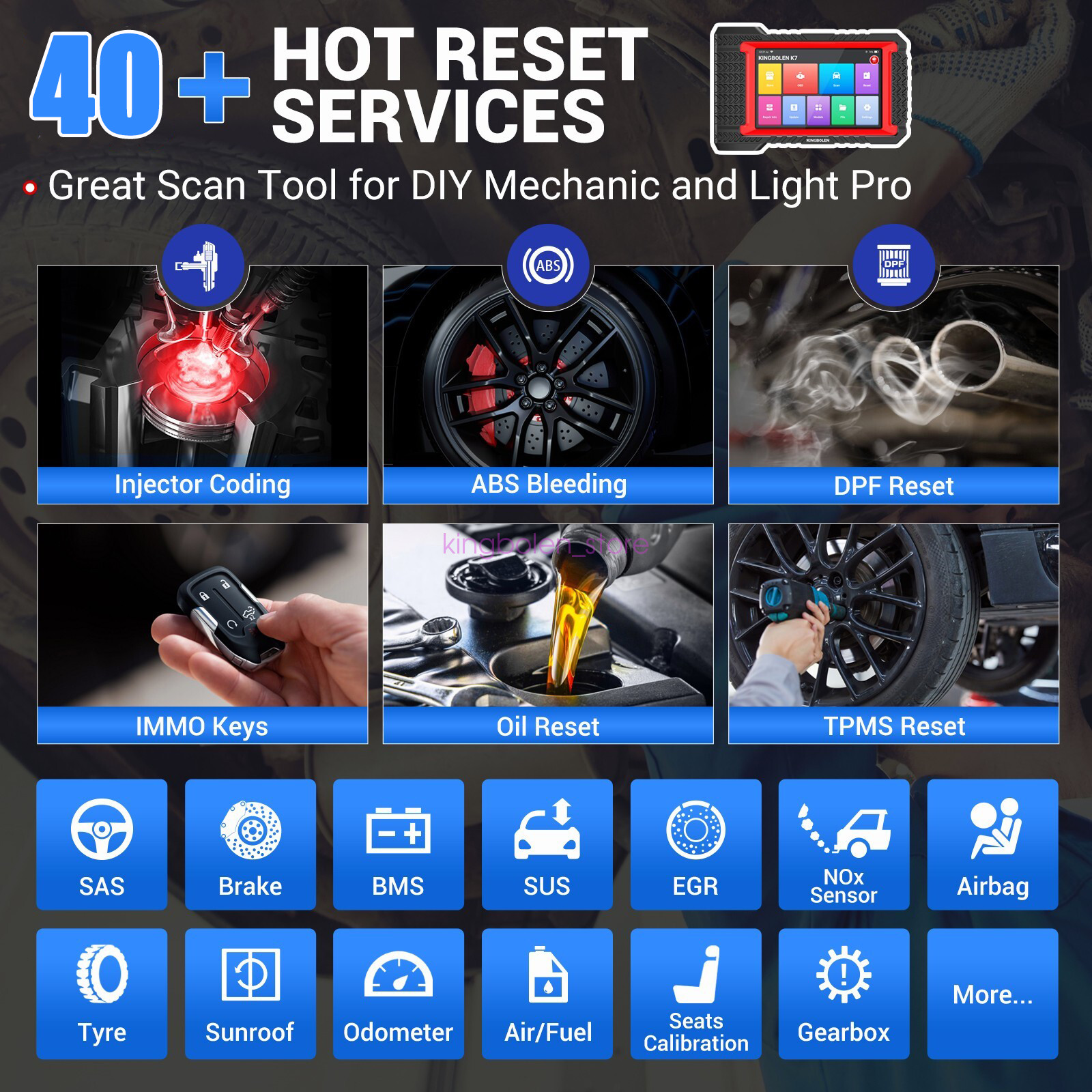 KINGBOLEN K7 Elite OBD2 Scanner All System Car Diagnostic ECU Key Coding CANFD