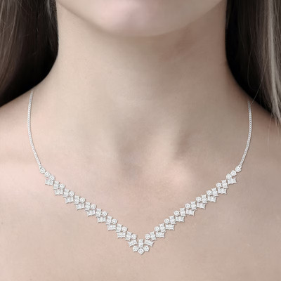 Diamant Collier 6 ct tw Princess/Rund 14K Weißgold 19''