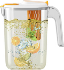Carafe with Lid and Fruit Insert, Water Carafe for 2.6 Litre Cold or Hot Water, 