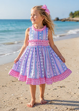 DREAM 0-8 years  GIRLS floral gingham traditional twirly dress made to order