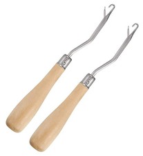 2 Pieces 6.3 Inch Wooden Bent Latch Hook Crochet Needle, Inch,
