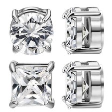 2 Pairs Stainless Steel Magnetic Stud Earrings for Men Clip on Earring Magnet...