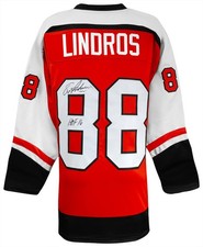 Eric Lindros (FLYERS) Signed Orange Custom Hockey Jersey w/HOF'16 (SCHWARTZ COA)
