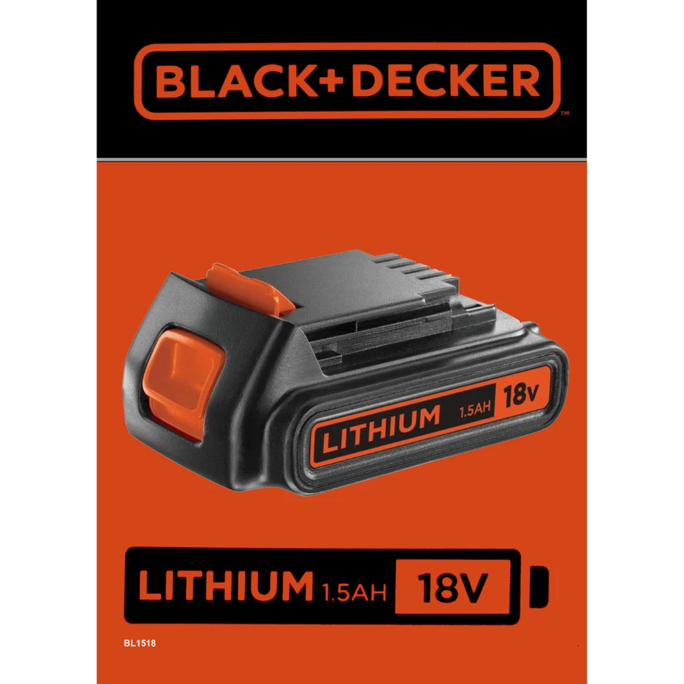 Black+Decker Batteria Ricaricabile 1.5Ah 18V Ioni di Litio Li-ion BL1518-XJ - Immagine 4 di 4