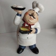 Fat Chef Statue Bristo French Italian Kitchen Home Decor Pasta  Cake Slice Vtg