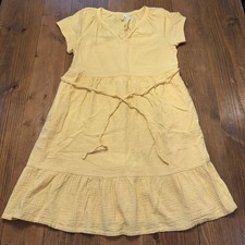 Pact Women's Coastal Double Gauze Breezy Dress Butter Yellow Medium Summer