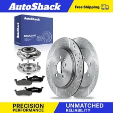Rear Drilled Slotted Brake Rotors Premium Ceramic Pads Hubs for Lincoln MKT