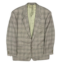 Giorgio Armani "Mani" Blazer Glen Check Wool Sport Coat Italy Beige 44L
