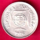 Portuguese India ½ Rupia 1936 Rare silver coin ##E7