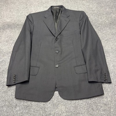 Corneliani Wool Cashmere Blend Striped Jacket Blazer Black Men EU 50 US 40R