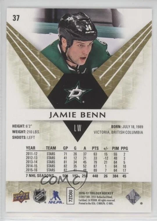 2016-17 Upper Deck Trilogy Jamie Benn #37 - Image 2 of 2