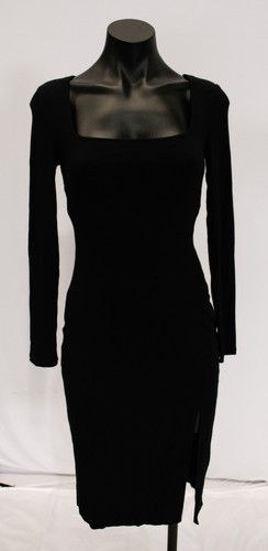 Abito donna L Space manica lunga scollo quadrato maglia costine BE5 nero piccolo