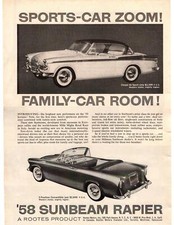 1958 British Sunbeam Coupe De Sport Rapier Convertible Rootes Motors Print Ad