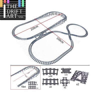 Track Straight Curved Crossing Rail for Lego Train Building Block DIY - 60 Sets!
