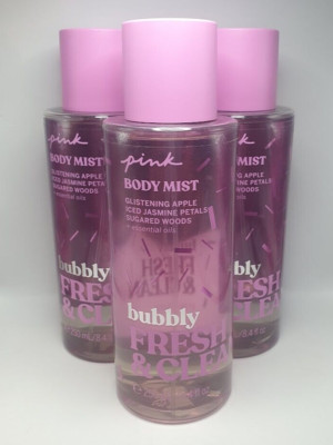 VICTORIA'S SECRET PINK FRESH & CLEAN BUBBLY BODY MIST 8.4 FL OZ (SET OF 3)