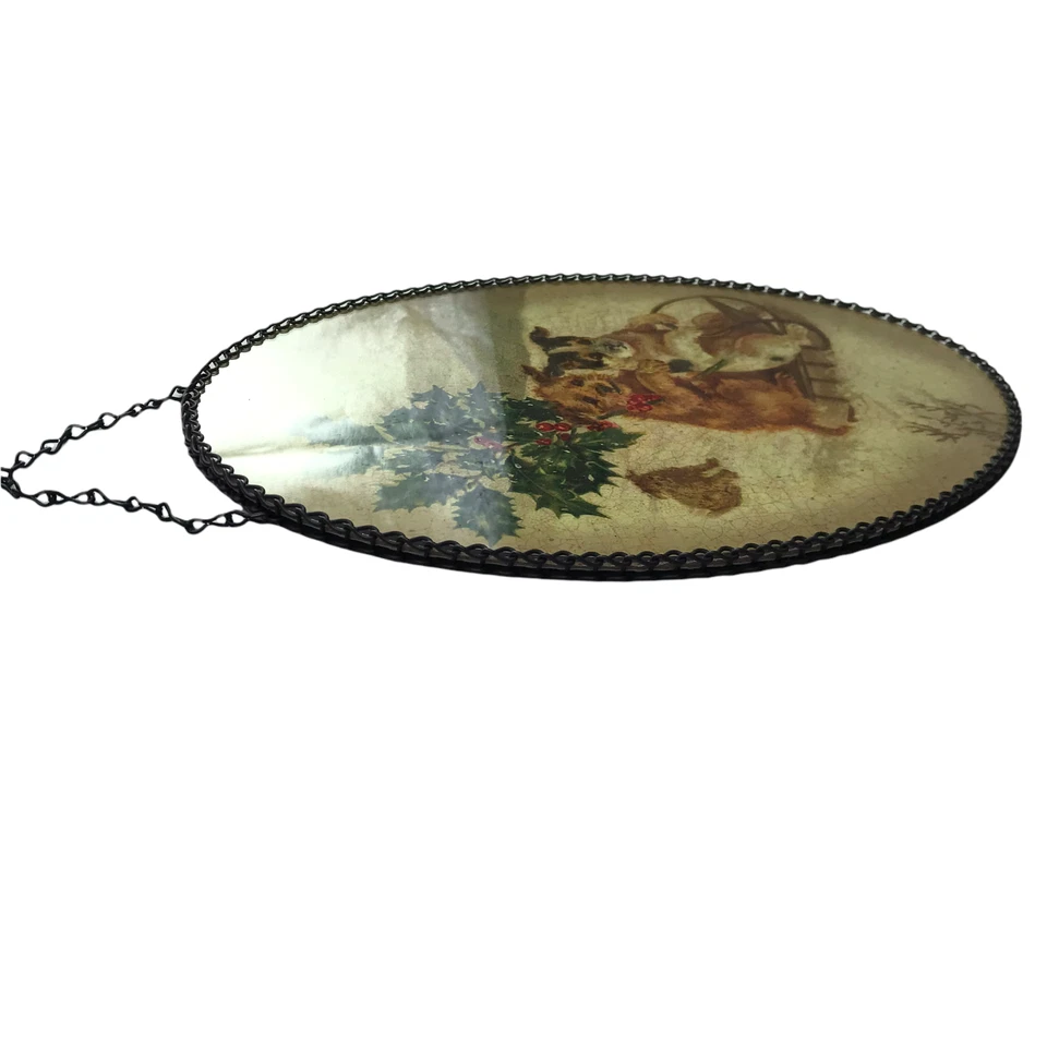 Decoração de férias cães círculo redondo impressão parede pendurada - Imagem 3 de 4