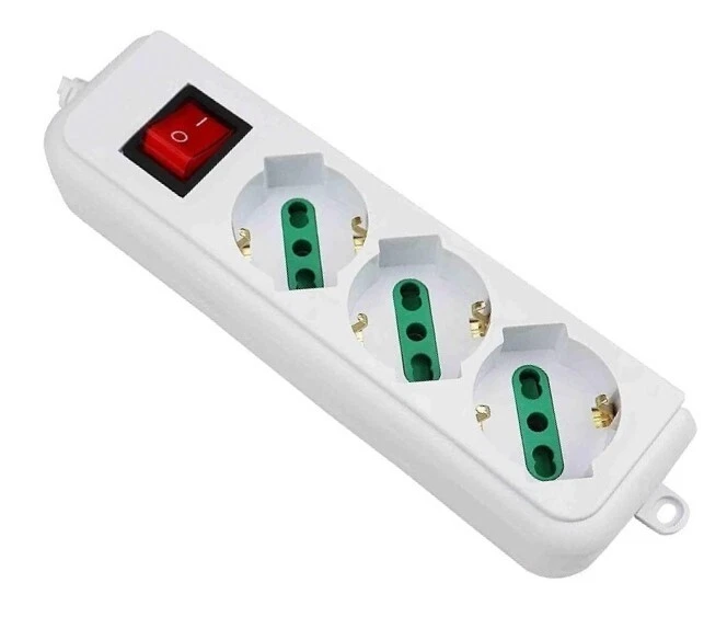 Ciabatta Multipresa Elettrica Con 3 Posti Schuko Con Interruttore On/Off - Immagine 3 di 4