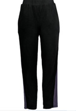 LOGO by Lori Goldstein Knit Pull-On Pant with Side Seam Panel - Black - Large