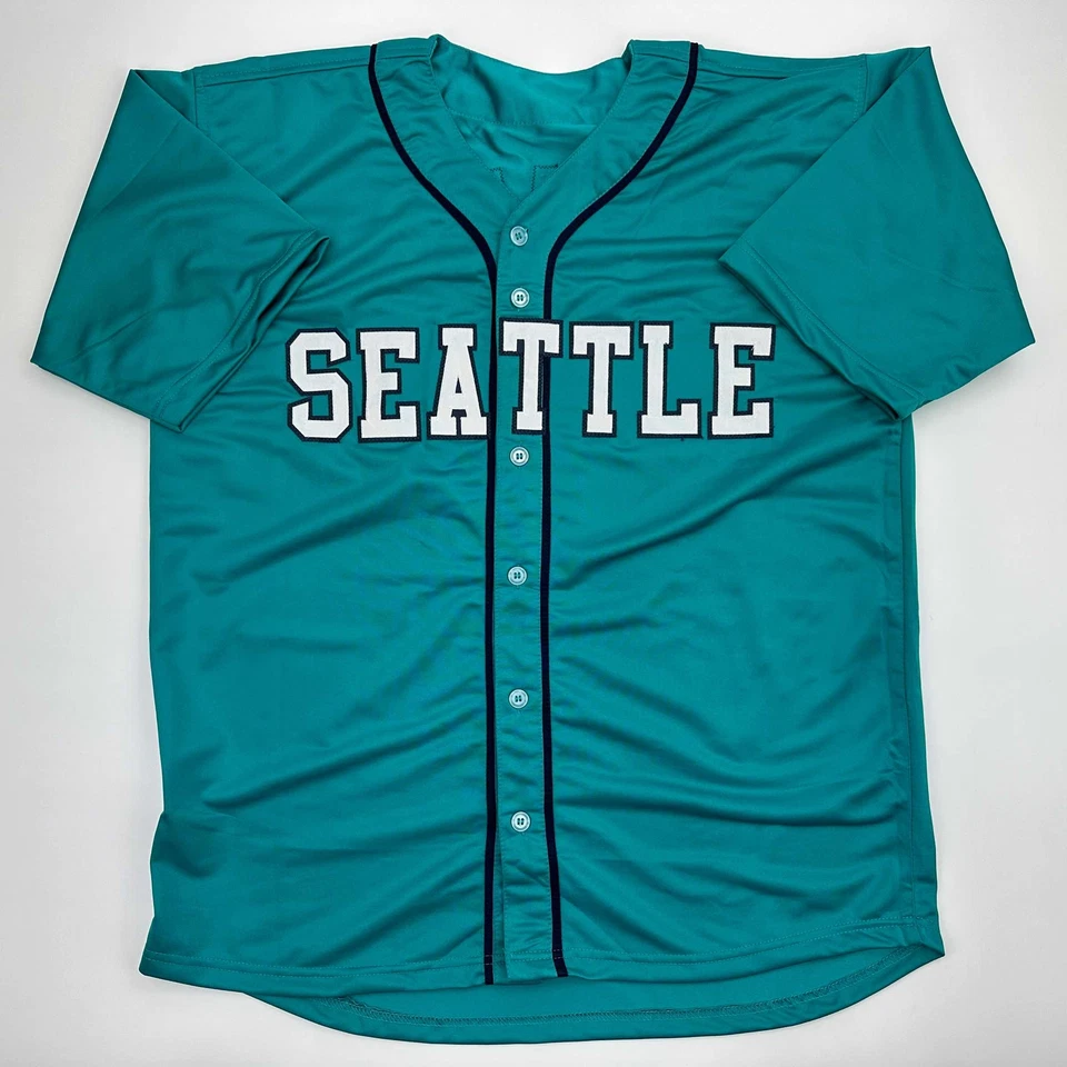 Camiseta deportiva facsímil autografiada Felix Hernandez Seattle verde azulado reimpresión talla XL para hombre Foto 3 de 4