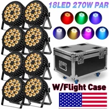 270W 18LED PAR CAN Stage Lighting DMX RGBW DJ Lights Disco Show Party W/Case