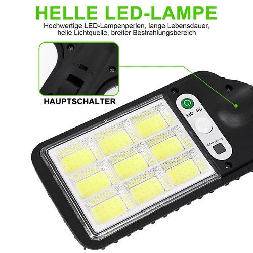 4er 6000W Solarleuchte mit Bewegungsmelder Außen Lampe Fluter LED Strahler Licht - Bild 9 von 14