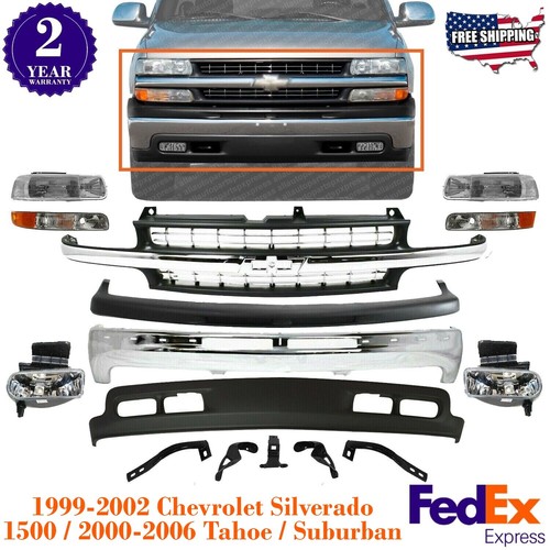 Bumper Grille Valance Headlights For 9902 Silverado 1500 / 0006 Suburban Tahoe eBay