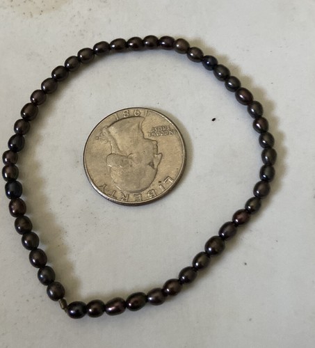 Lovely Iridescent Brown Purple Pearl Bracelet Southwestern Modernist Stretchy - Picture 2 of 4