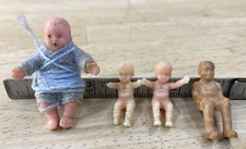 Celluloid Dollhouse miniature Dolls Lot of 4 Toys Charms Vintage 1930s  40s