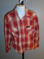 Boy's VTG 1970s Red Checked Shirt Pearl Snaps Western Yoke Long Sleeves Sz 8 NOS