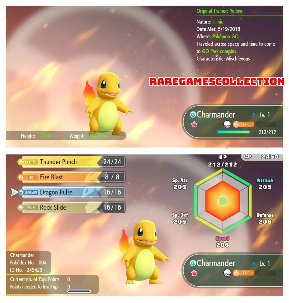 Shiny Charmander / Pokemon Let's Go / 6IV Pokemon / Shiny Pokemon