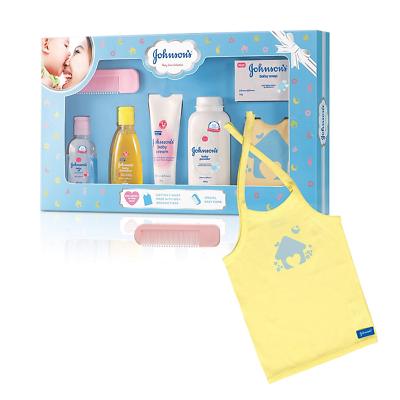 Johnson's Baby Care Baby Geschenkset mit Baby T-Shirt aus Bio-Baumwolle 7-teilig