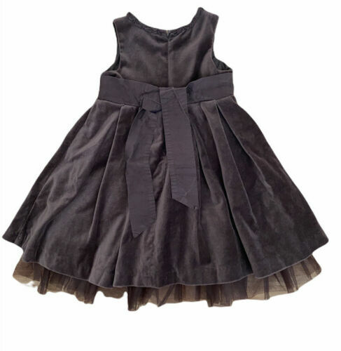 Janie and Jack Precious Holiday Brown Velvet Dress Tulle Flower Fancy 12-18 mo - Bild 2 von 6