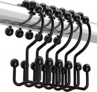 New ListingBlack Shower Curtain Hooks Rings, Rust-Resistant Metal Double Glide Shower Hooks