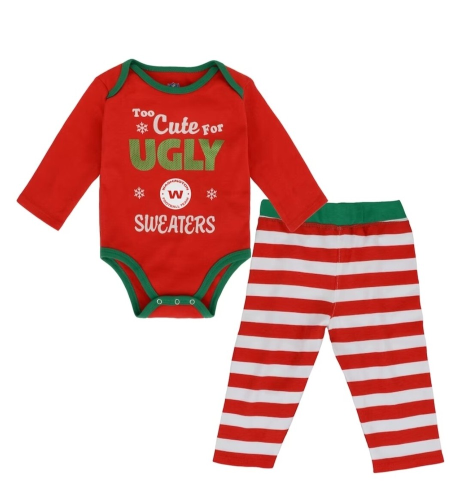 Washington Football Team Infant 24MO Long Sleeve Bodysuit Pants Set Holiday Red