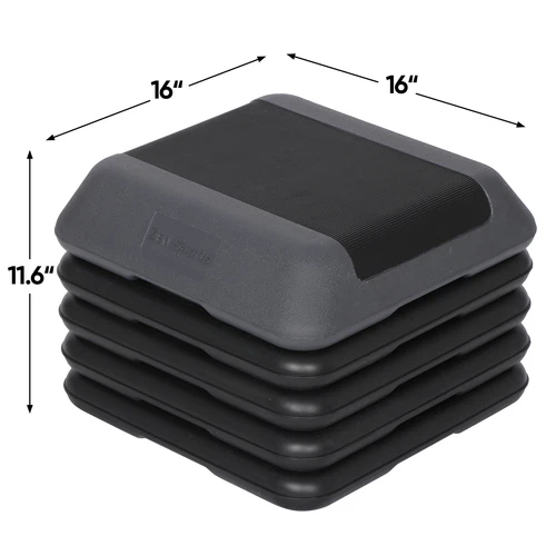 Adjustable Aerobic Step Platform Non-slip with 4 Risers Home Gym Grey/Green - Picture 4 of 21