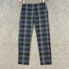 Uniqlo Pants Womens XS W24-25 Blue Grey Check Elastic Waist Pockets 35616