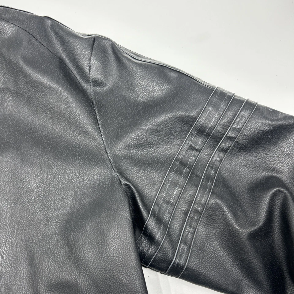 Jaqueta bombardeiro Brave Soul London New York couro motociclista preta Y2K masculina tamanho XL - Imagem 3 de 4