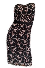 MILLY Lave Embroidery Strapless Sz 6 Black Pink