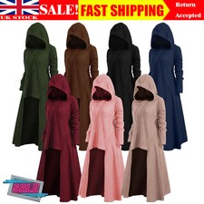Womens Gothic Punk Hooded Steampunk Cloak Cape Coat Witch Cosplay Long Jacket.