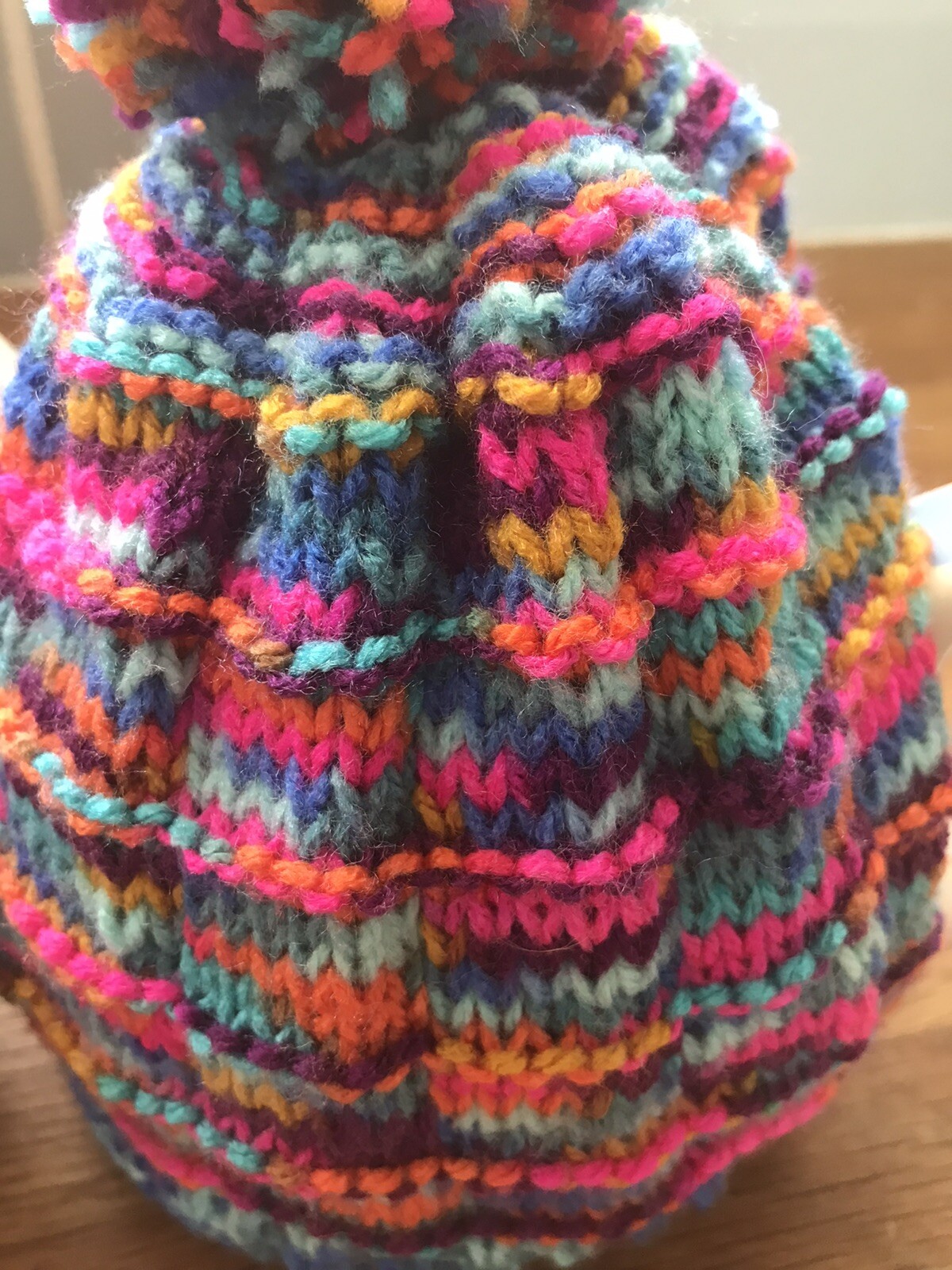 Handmade Knitted Multi Coloured Cabled Tea Cosy eBay