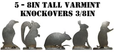  Varmit/Animal Silhouette Knockovers - 3/8in. Thk. Steel Pistol Shooting Targets