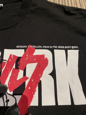 BERSERK GUTS METALLICA Anime Tee Graphic T-shirt Black size XL 