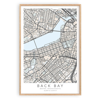 Back Bay Poster Unframed, Boston Massachusetts Neighborhoods Poster