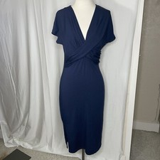 AMOUR VERT Navy Dress size Small wrap top modal cotton USA MADE