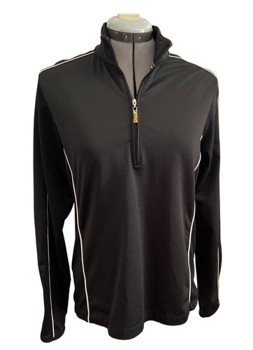 EP Pro Tour Tech Black Long Sleeve 1/4 Zip Pullover With White Piping Womens M