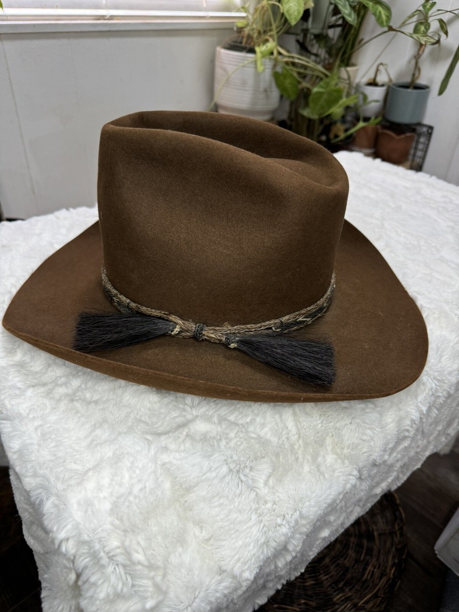 Vintage John B Stetson XXXXX Black Cowboy Hat Size 7 Feathers Felt